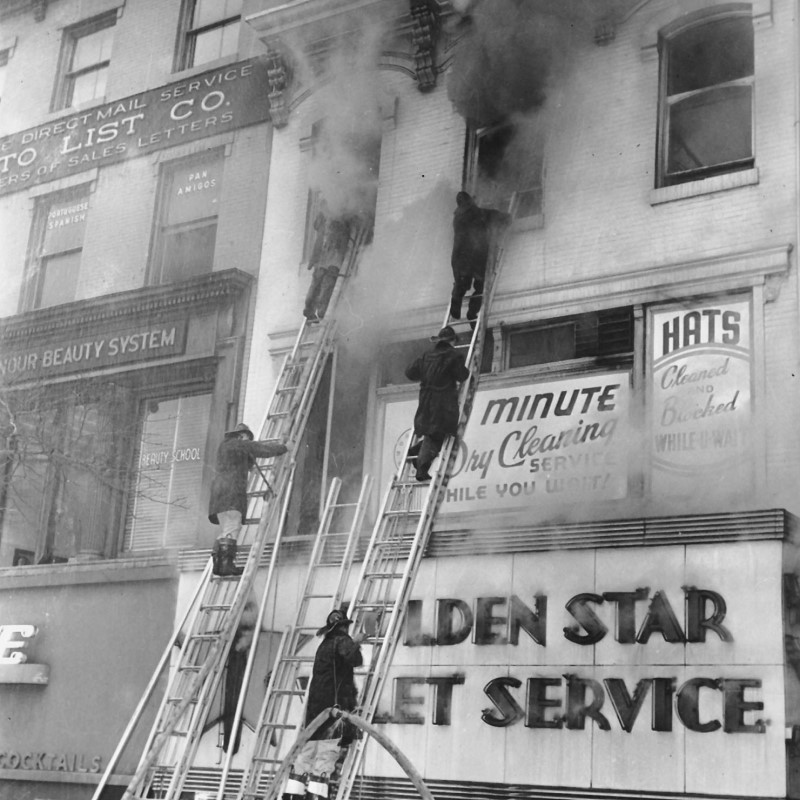 Historical Photo of the Golden Star Valet Fire in 1949