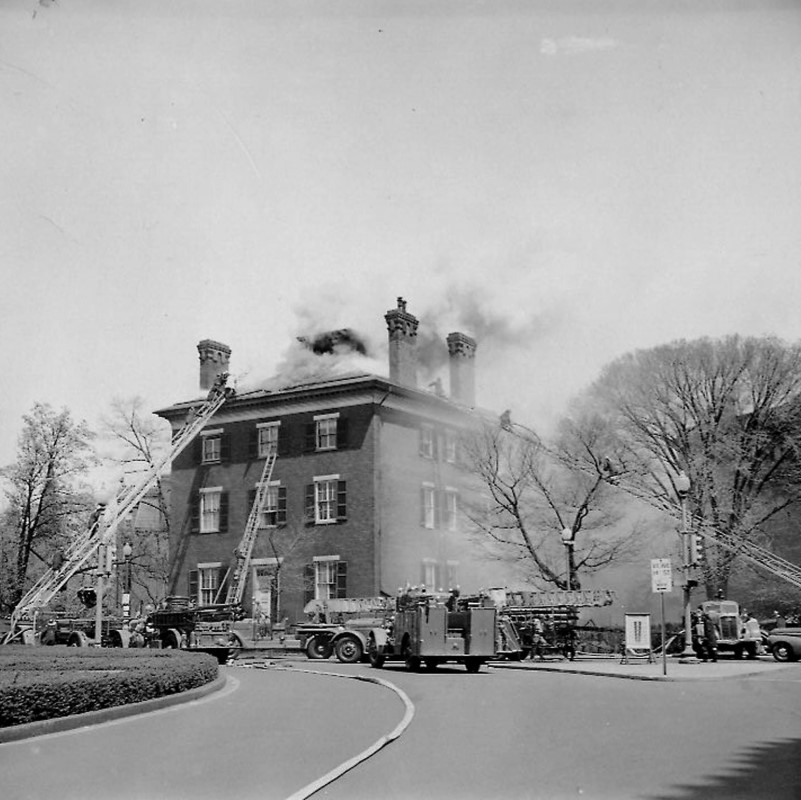 Historical Photo of the Whiley Mansion Fire in the 1940's